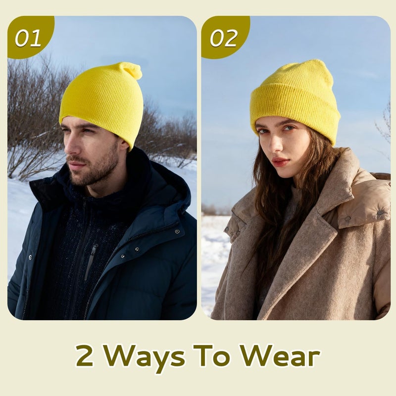 Dfqsofd Beanie for Men Women, Knitted Hats for Women Soft Warm Winter Hat Unisex Cuffed Beanie Skully Cap for Cold Weather - Image 3
